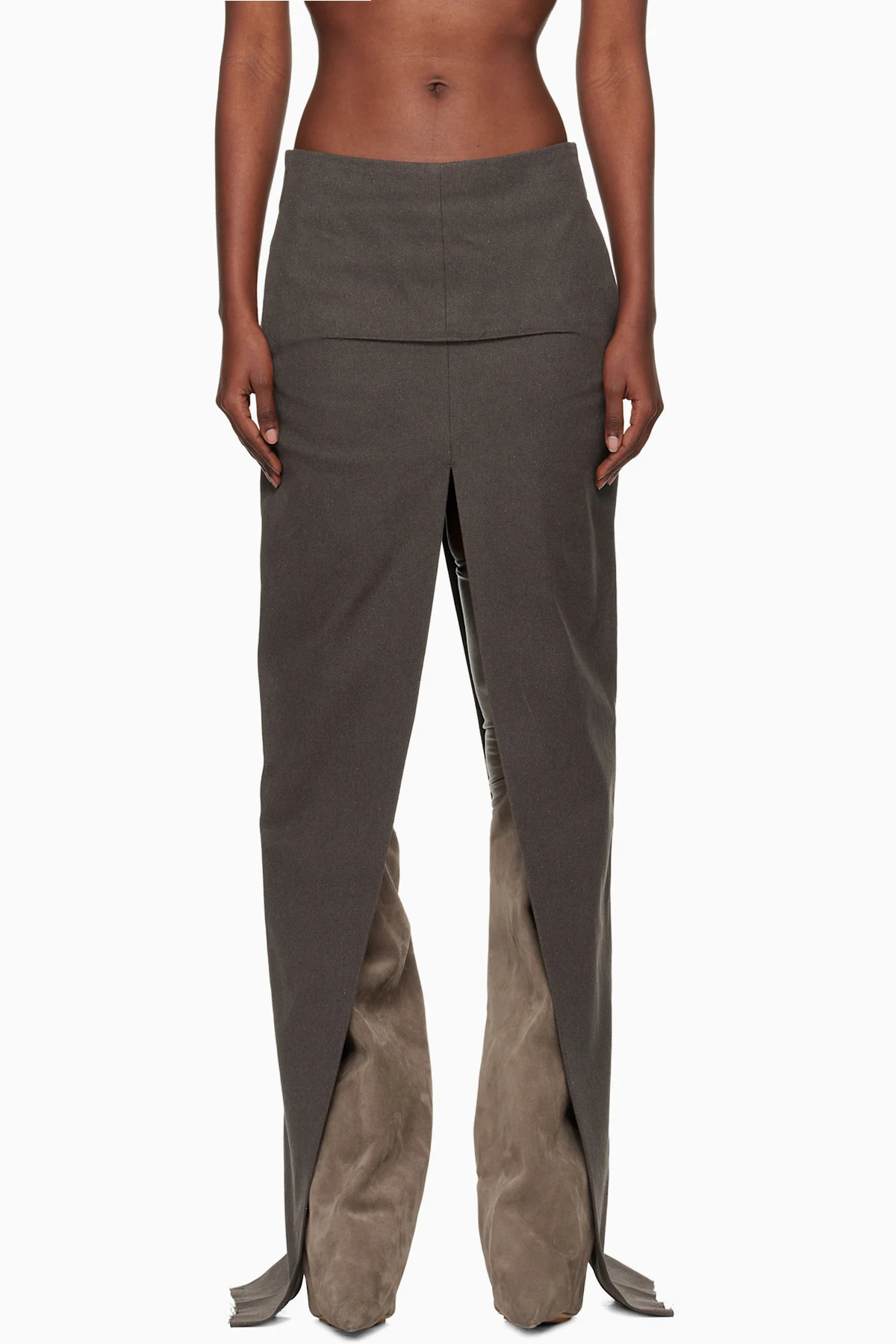 Brown Concordians Sliced Maxi Skirt