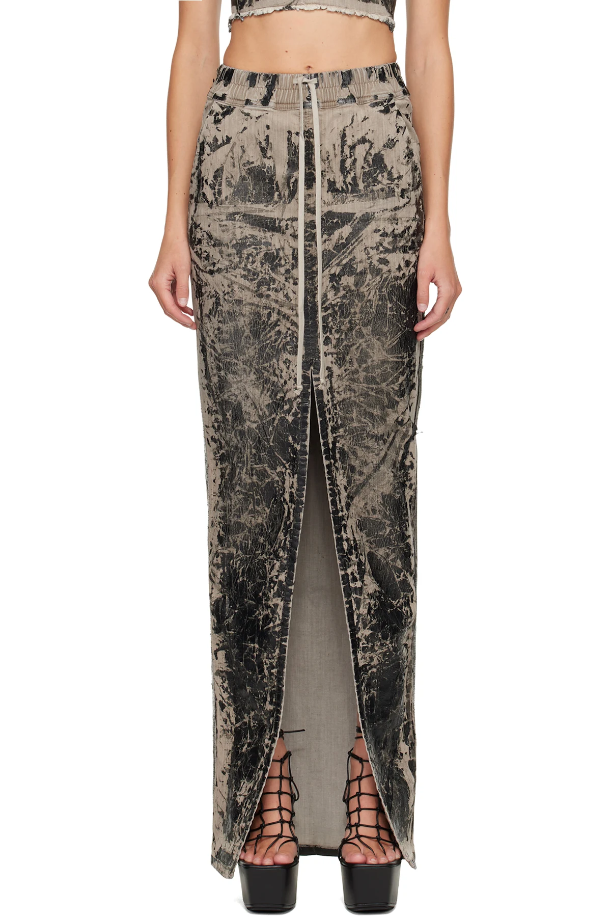 Black & Gray Concordians Phleg Pillar Denim Maxi Skirt