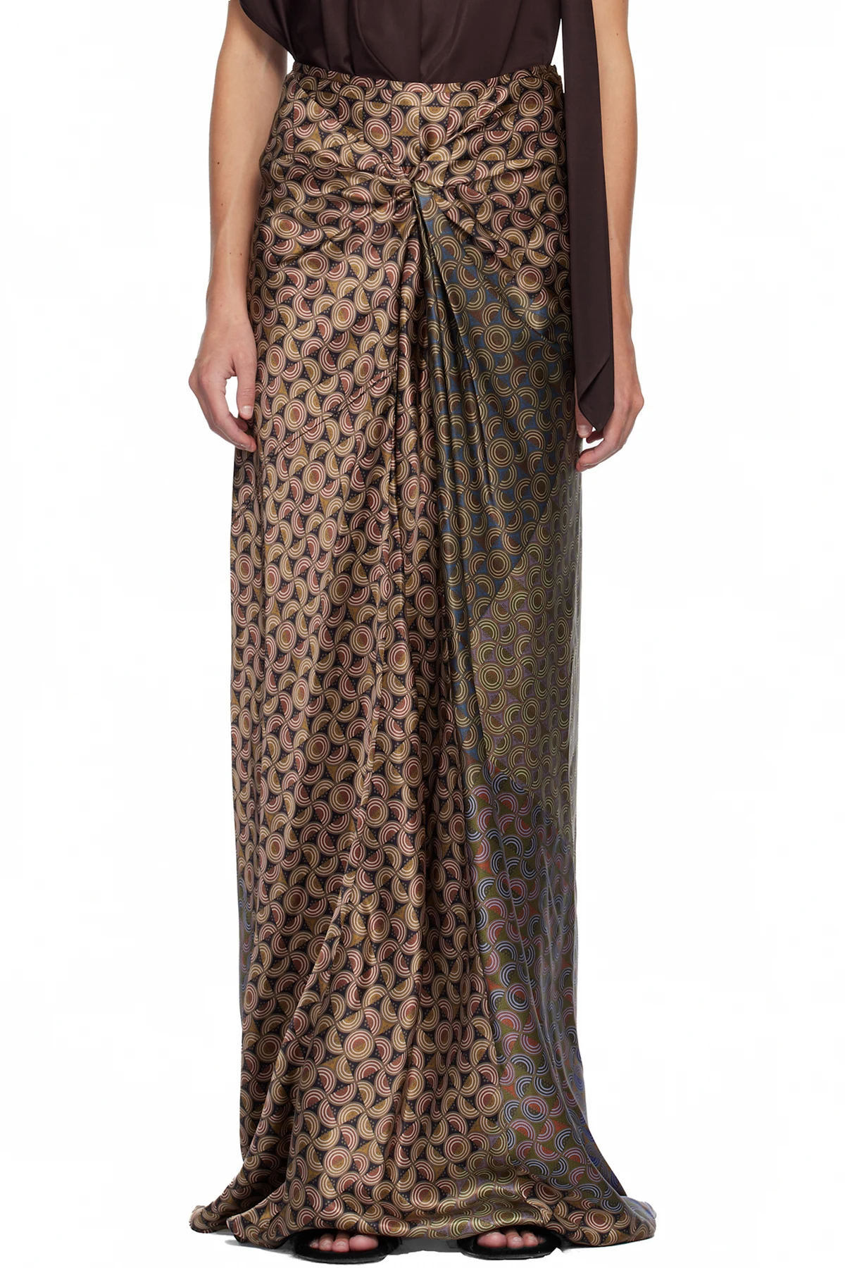 Burgundy Draped Maxi Skirt