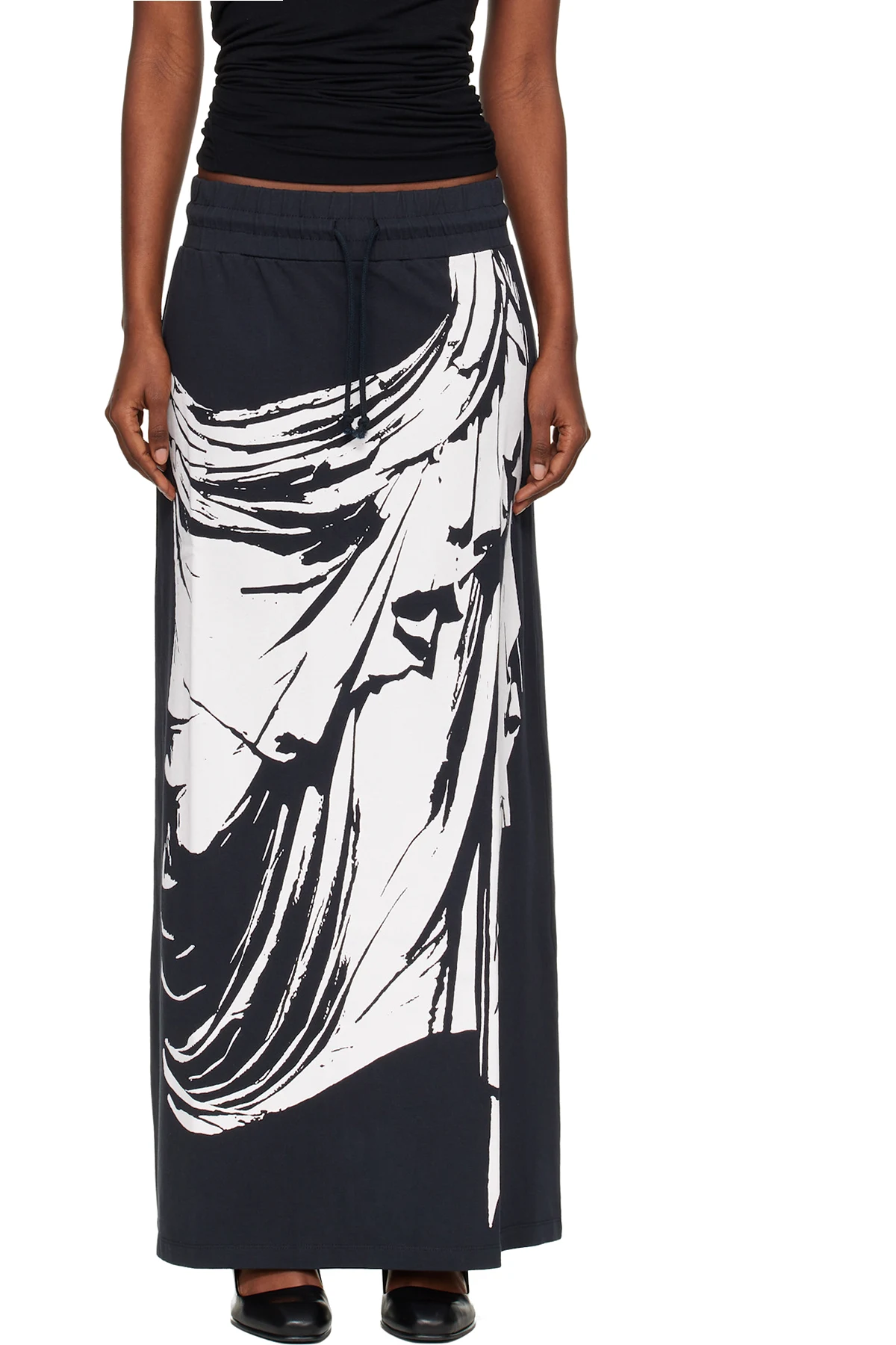 Black & White Jersey Maxi Skirt