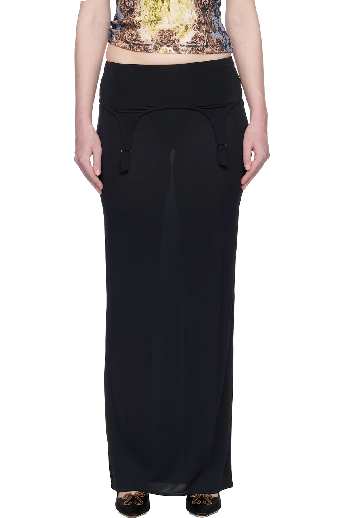 Navy 'The Long Garter' Maxi Skirt