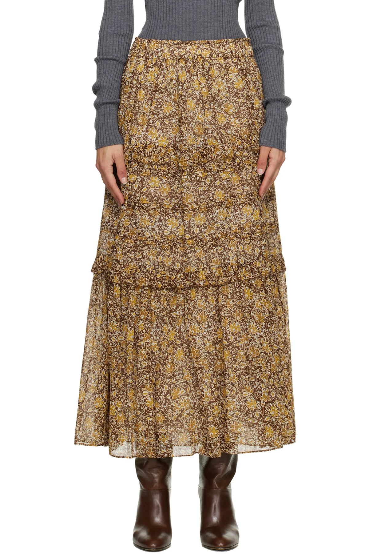 Brown & Khaki Volomia Maxi Skirt