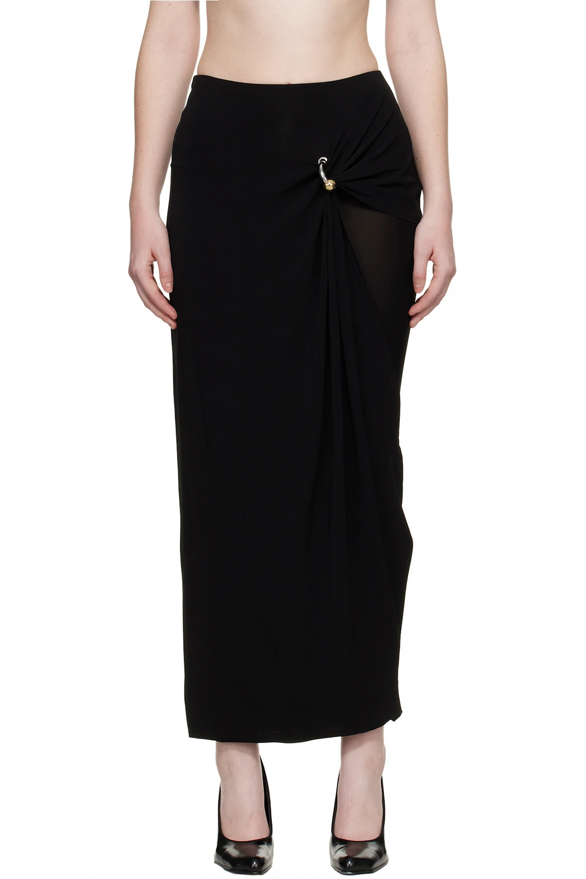 Black 'Gaultier Piercing' Double Layer Maxi Skirt