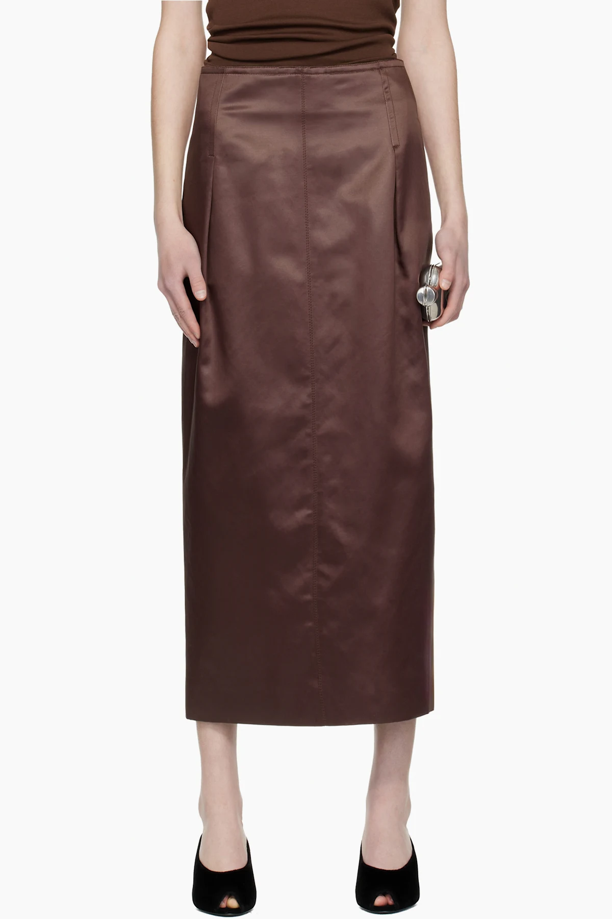 Brown Straight Maxi Skirt