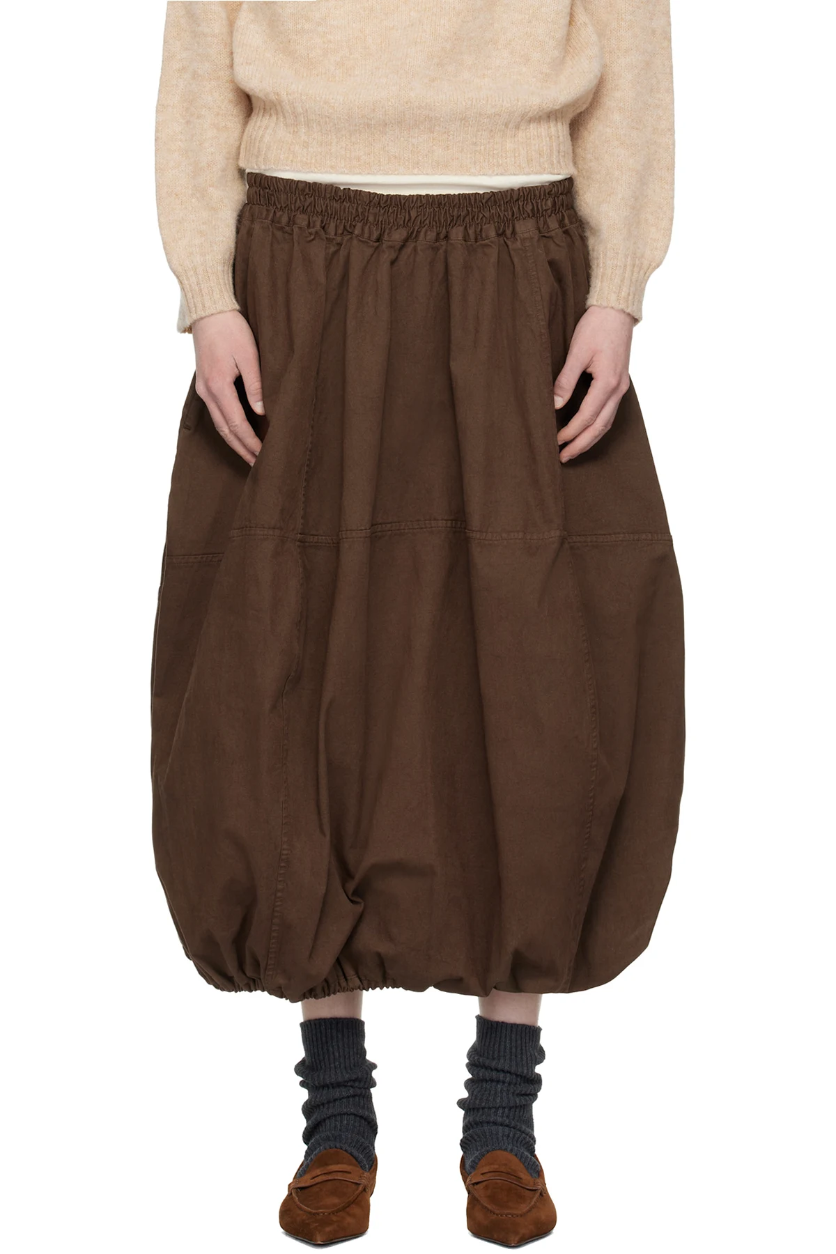 Brown Parachute Maxi Skirt