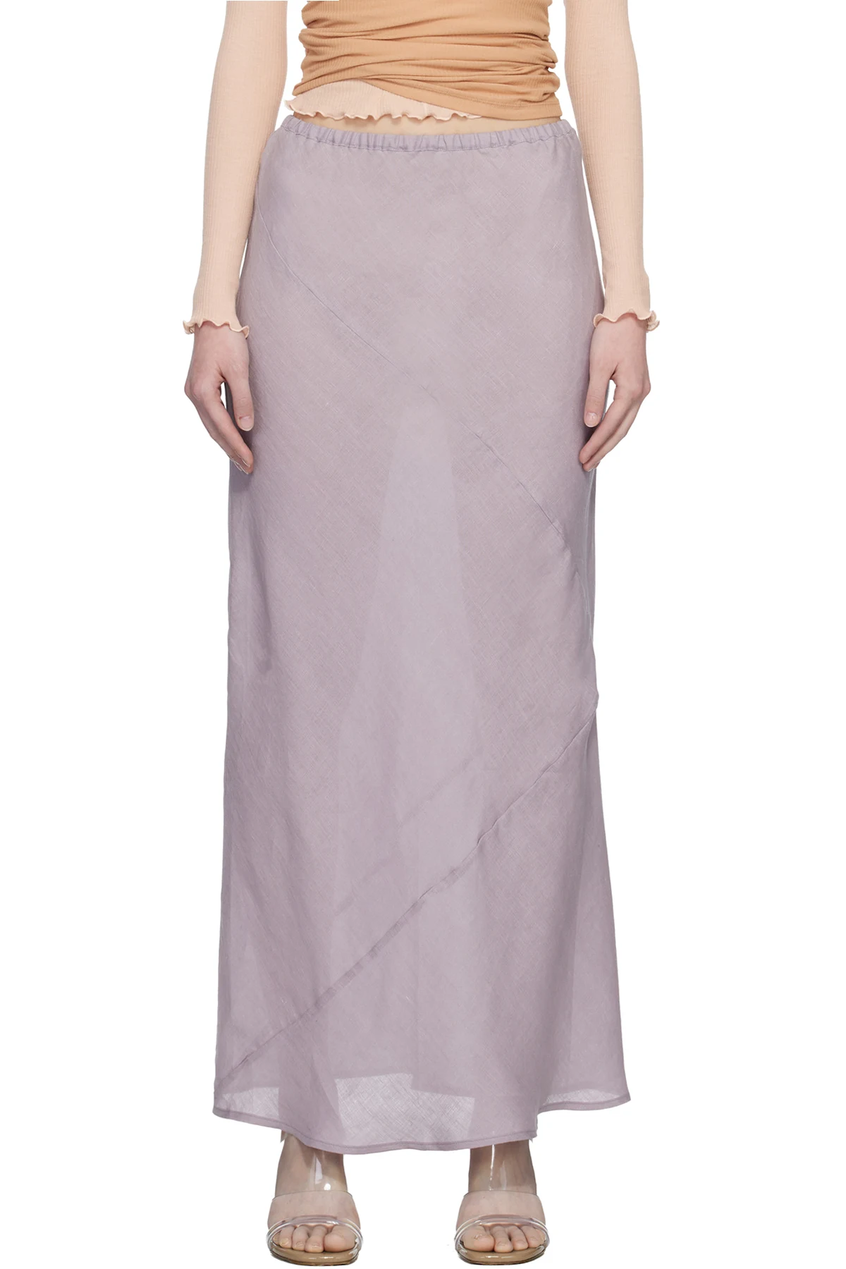 Purple Fine Linen Larva Maxi Skirt