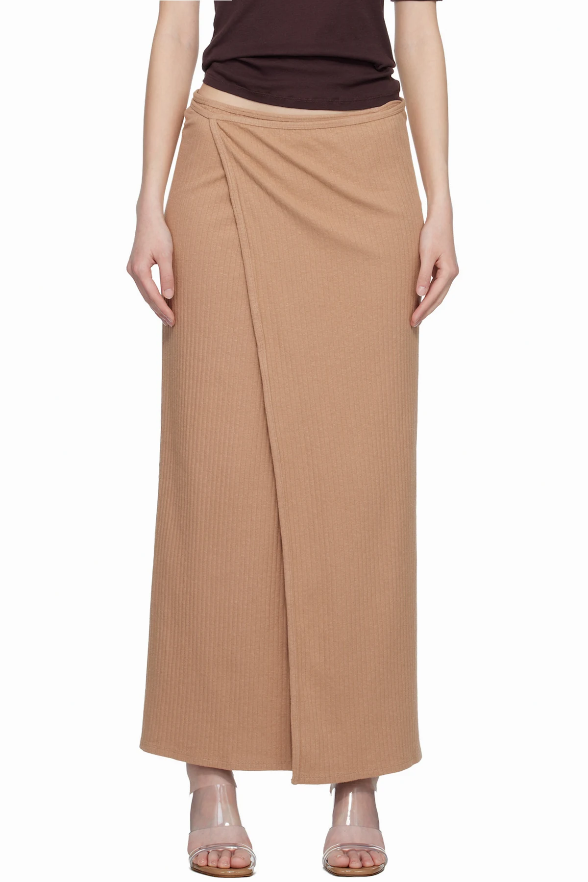 Tan Organic Cotton Fleece Brig Maxi Skirt