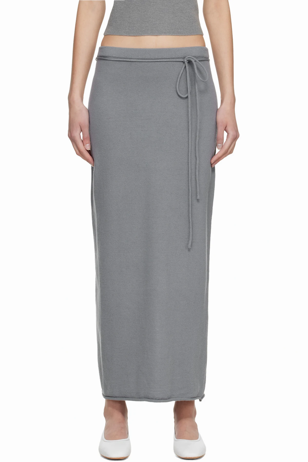 Blue Cashmere Blend Knit Maxi Skirt