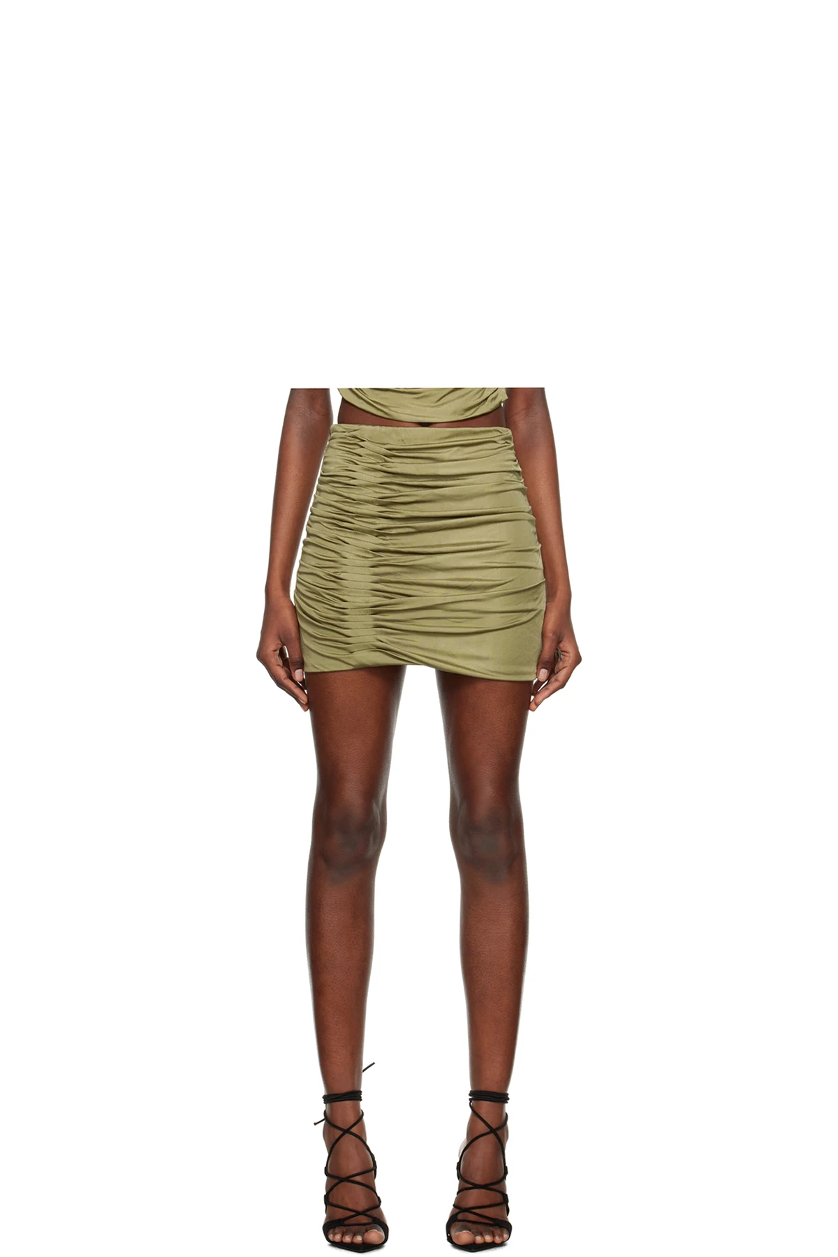 Khaki Maroon Miniskirt