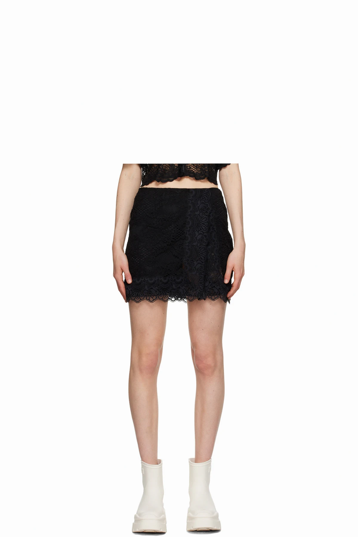 Black Scalloped Miniskirt
