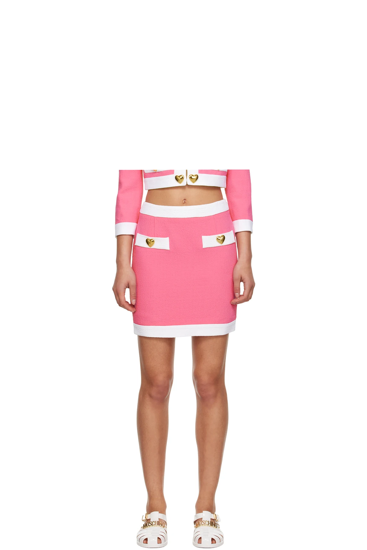 Pink Heart Buttons Miniskirt