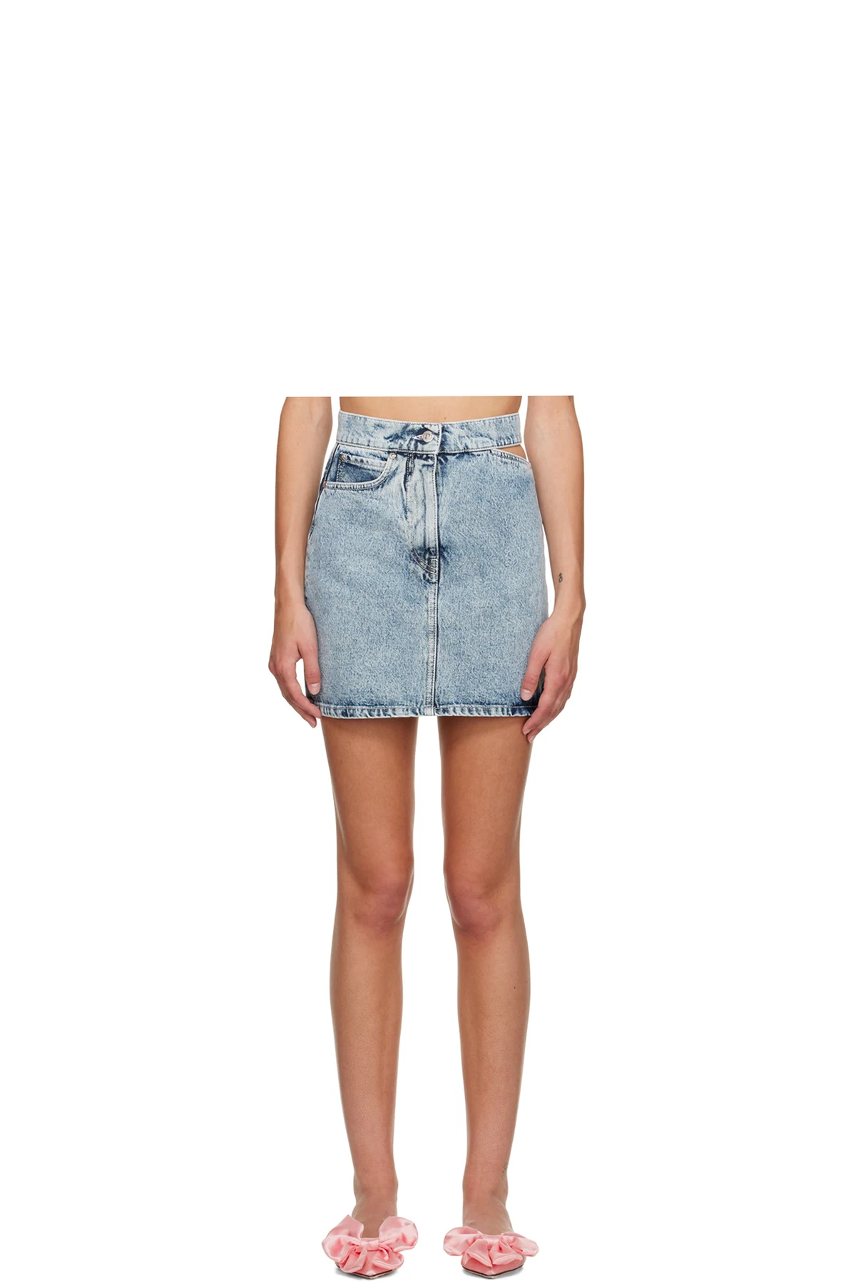 Blue Cutout Denim Miniskirt