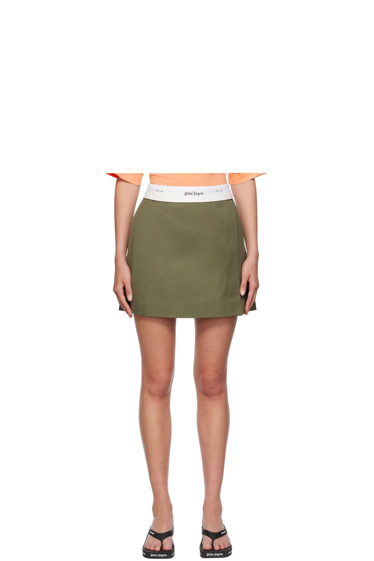 Khaki Reversed Waistband Miniskirt