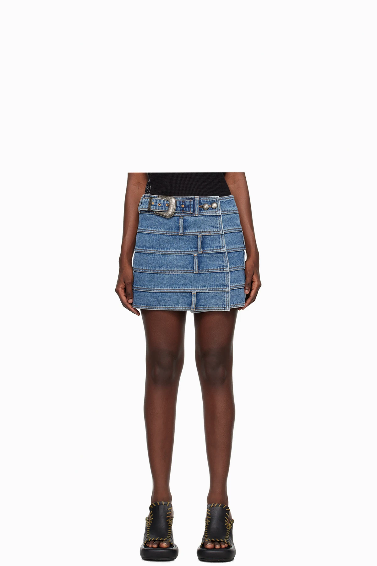 Blue Dua Multi Waist Denim Miniskirt