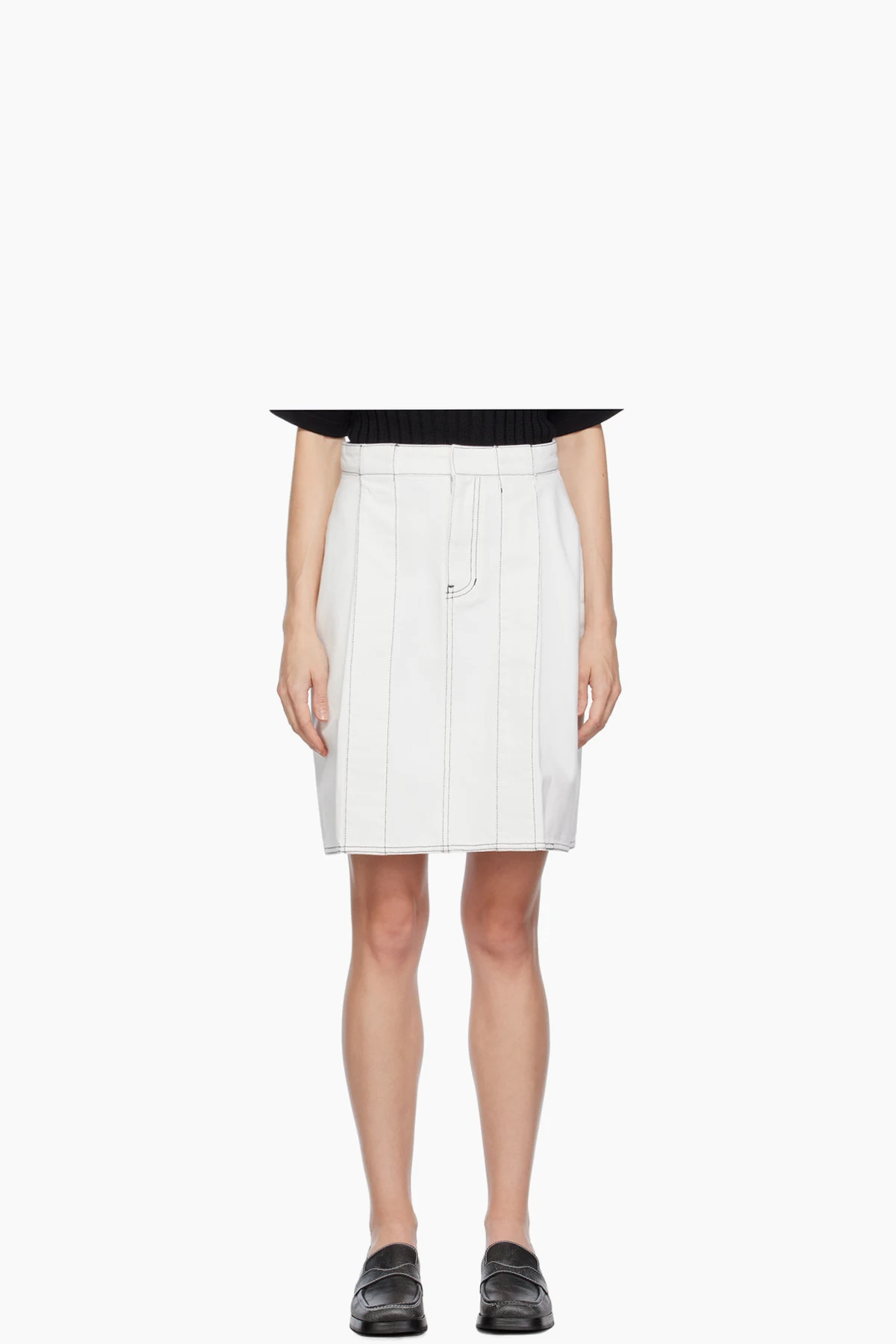 White Tucked Denim Miniskirt