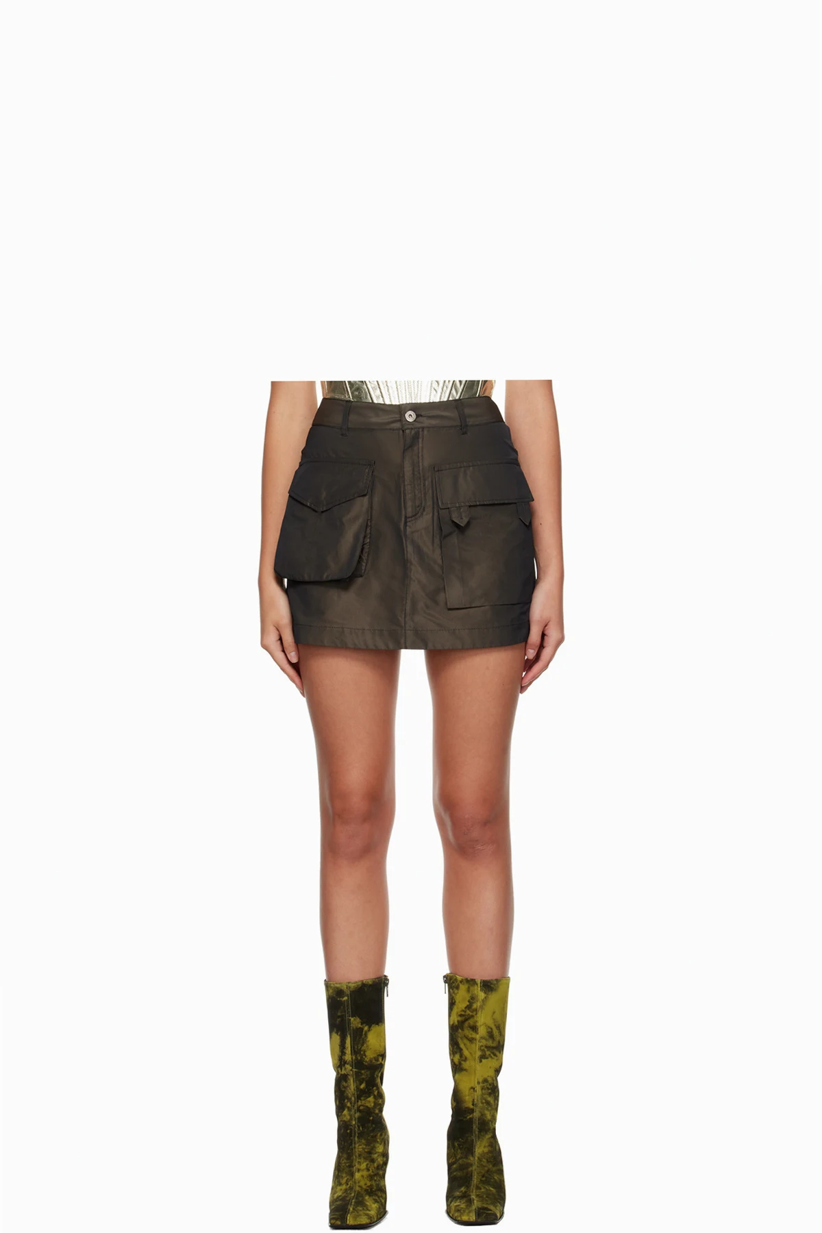Brown Patch Pocket Miniskirt