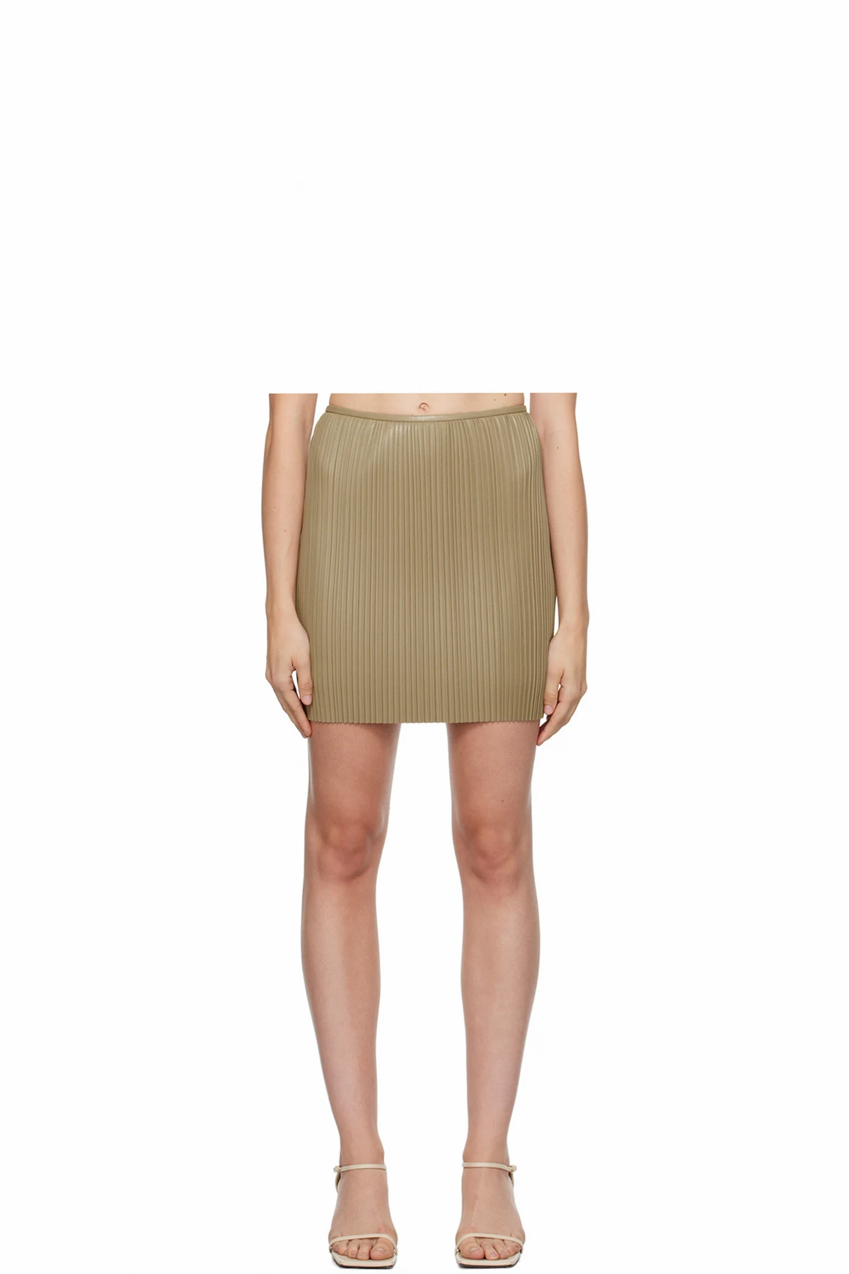 Khaki Ymke Vegan Leather Miniskirt
