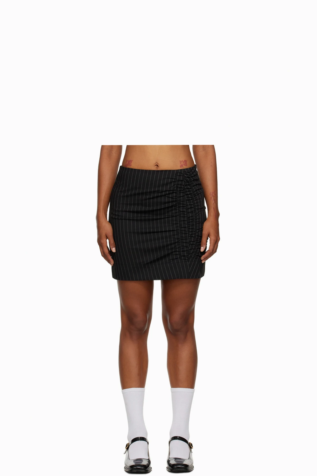 Black Ruched Miniskirt