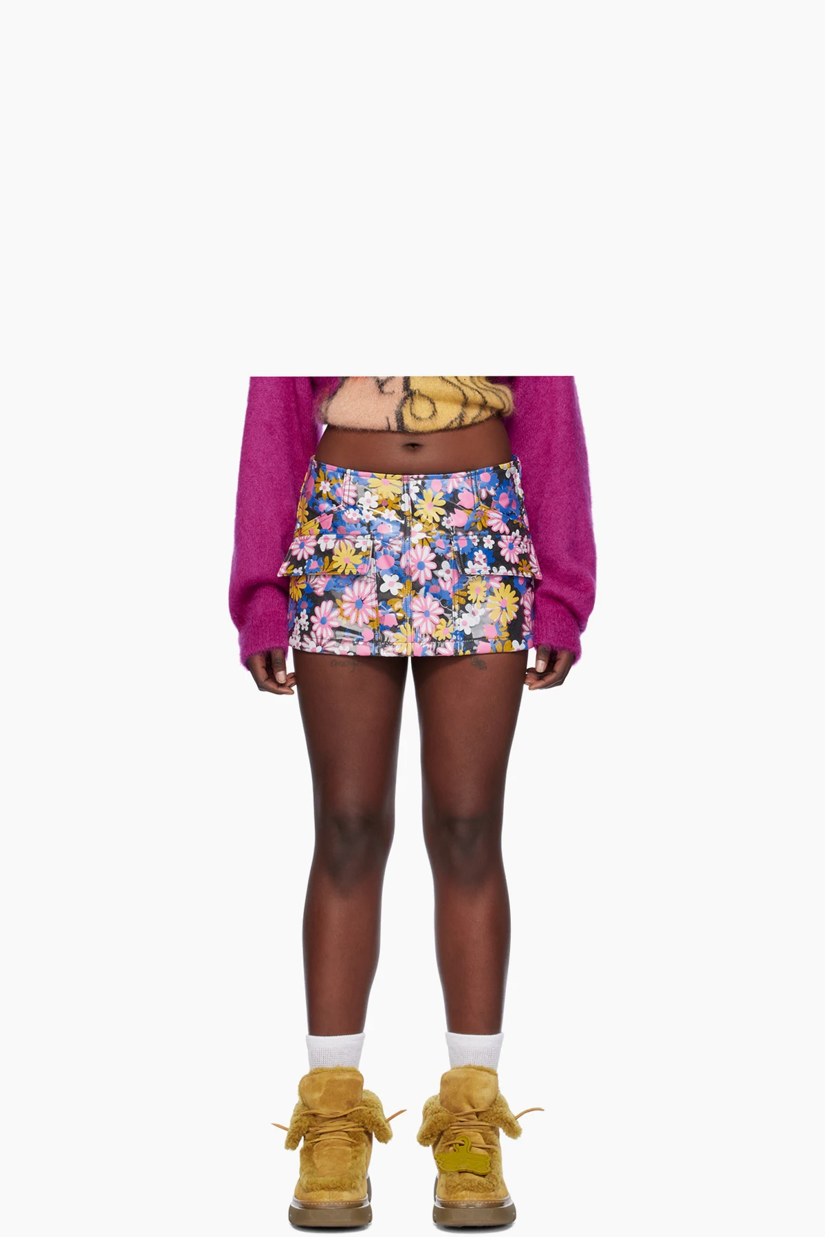 Multicolor Floral Denim Miniskirt