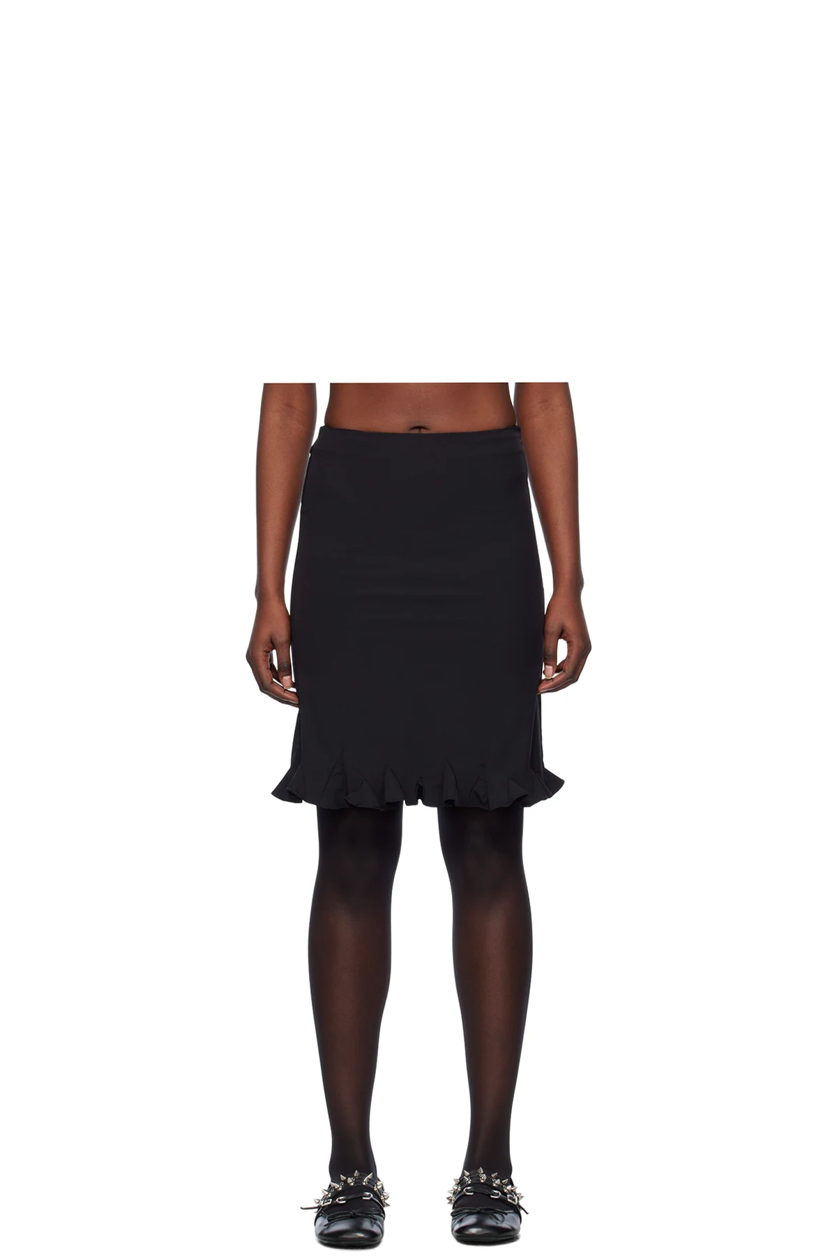 Black Flared Midi Skirt