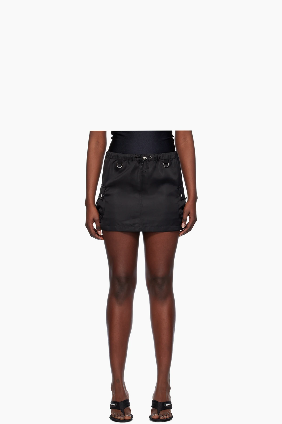 Black Tailored Cargo Miniskirt