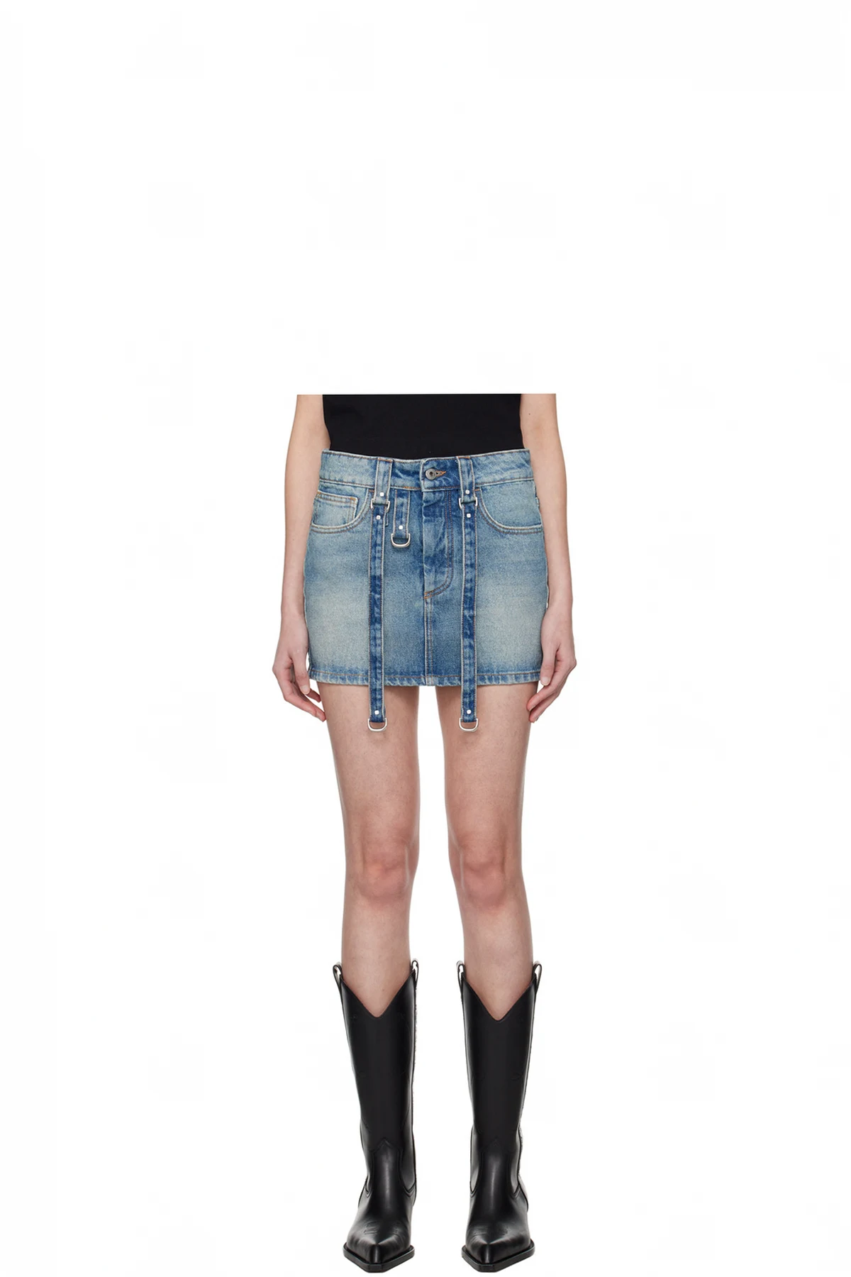 Blue Faded Denim Miniskirt