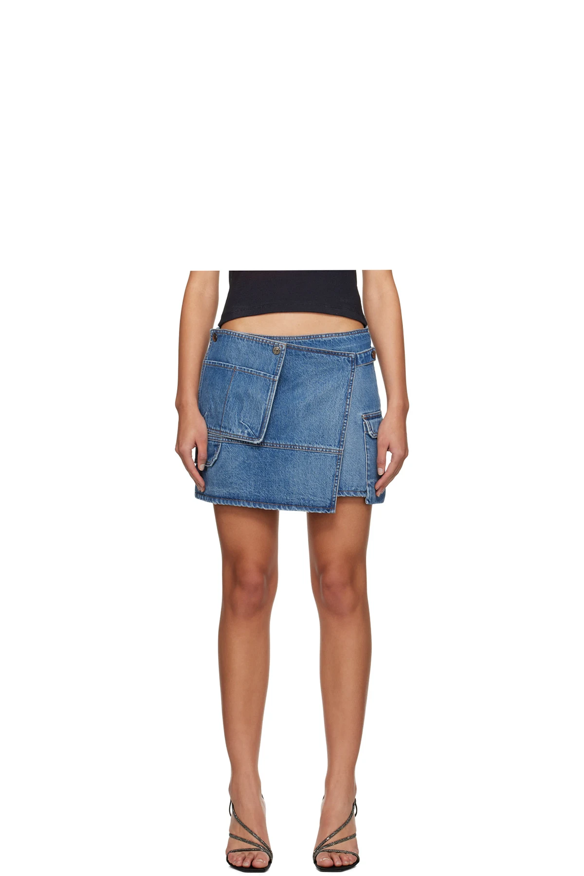 Blue Cargo Denim Miniskirt