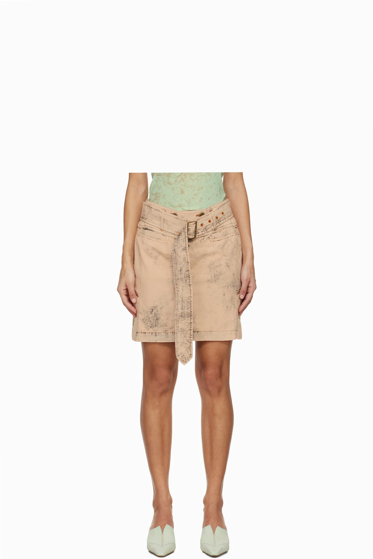 Beige Issa Denim Miniskirt