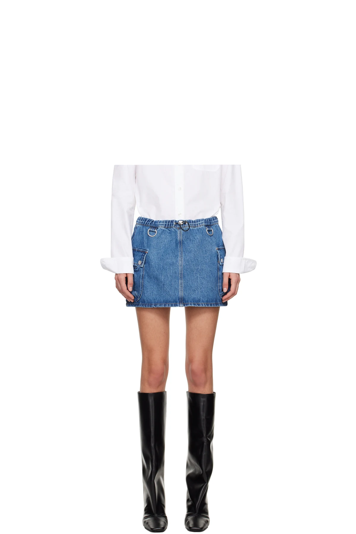Blue Faded Denim Miniskirt