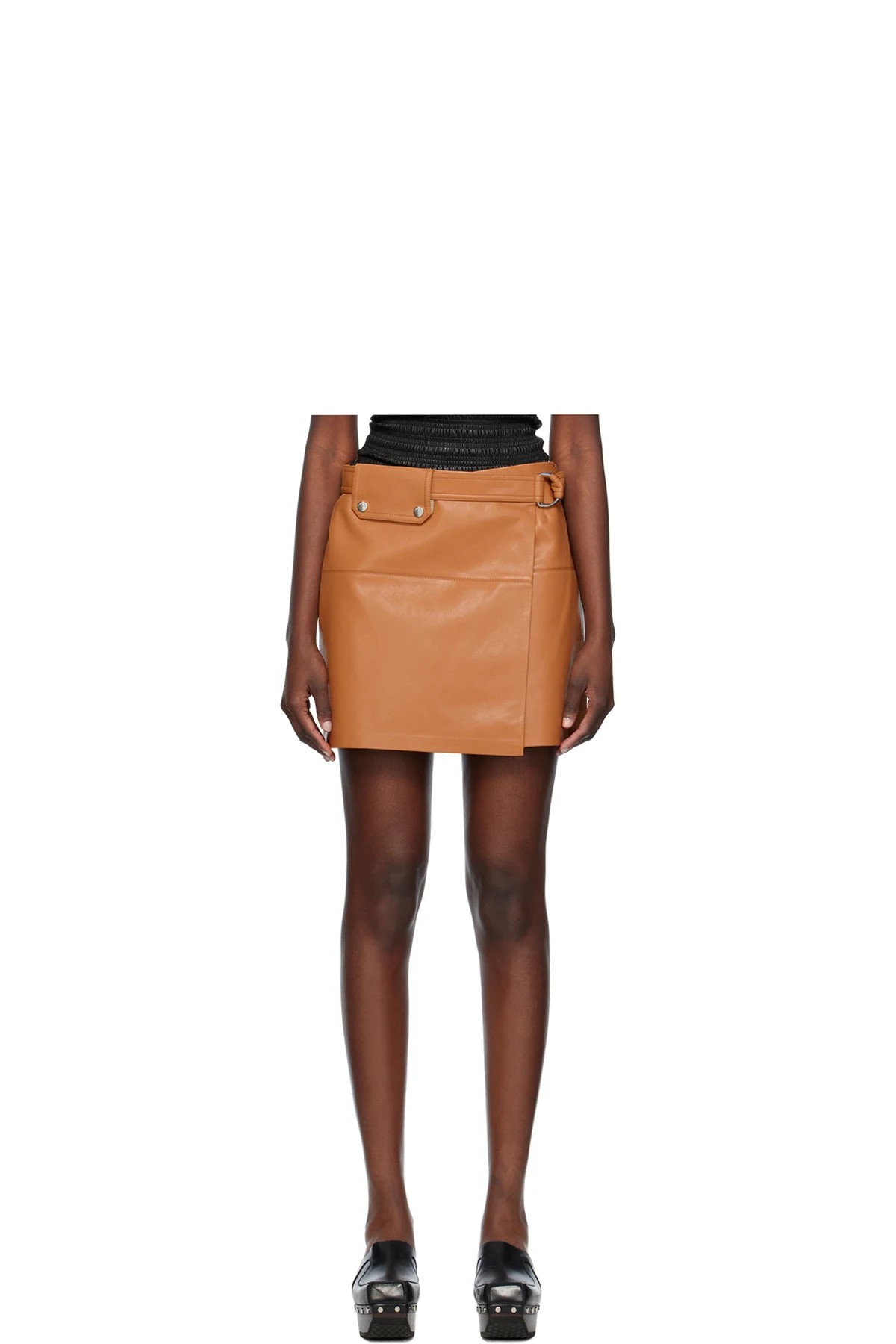 Tan Susan Leather Miniskirt