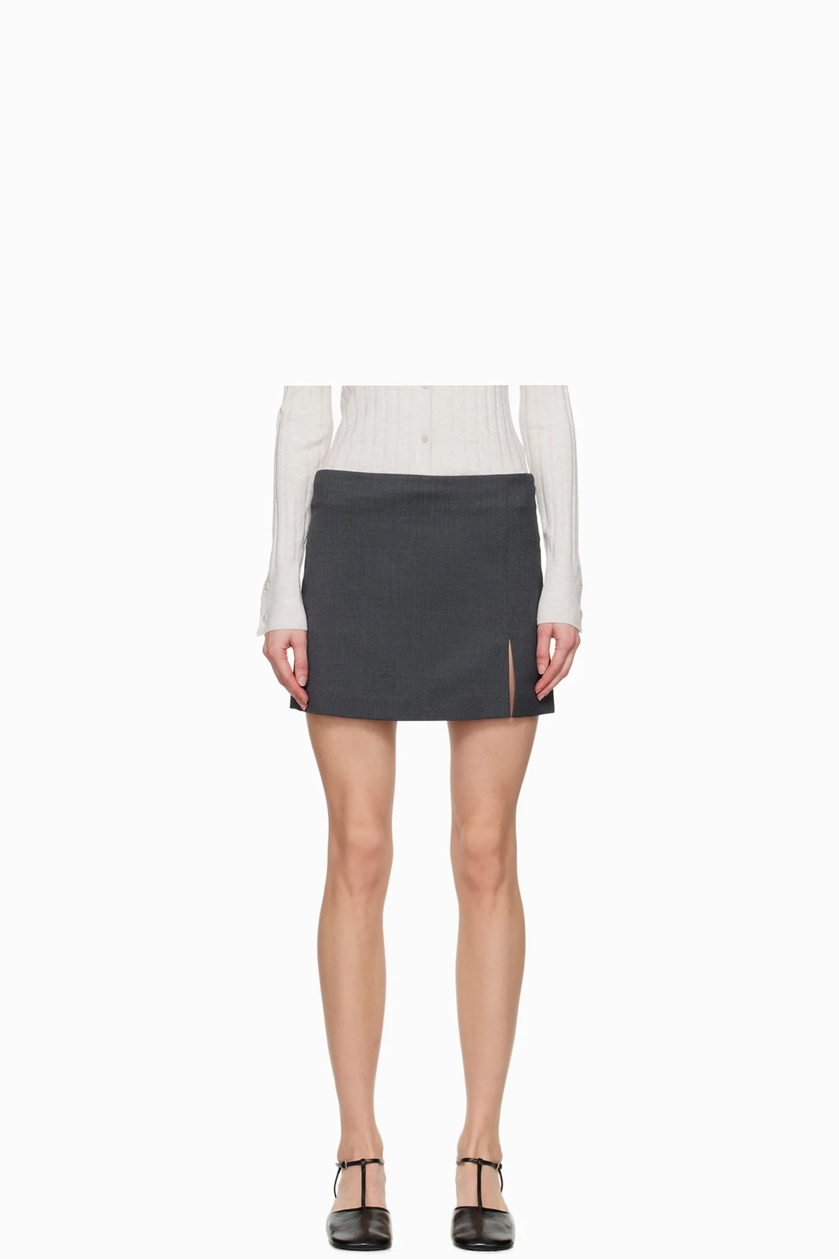 Gray Tailored Miniskirt