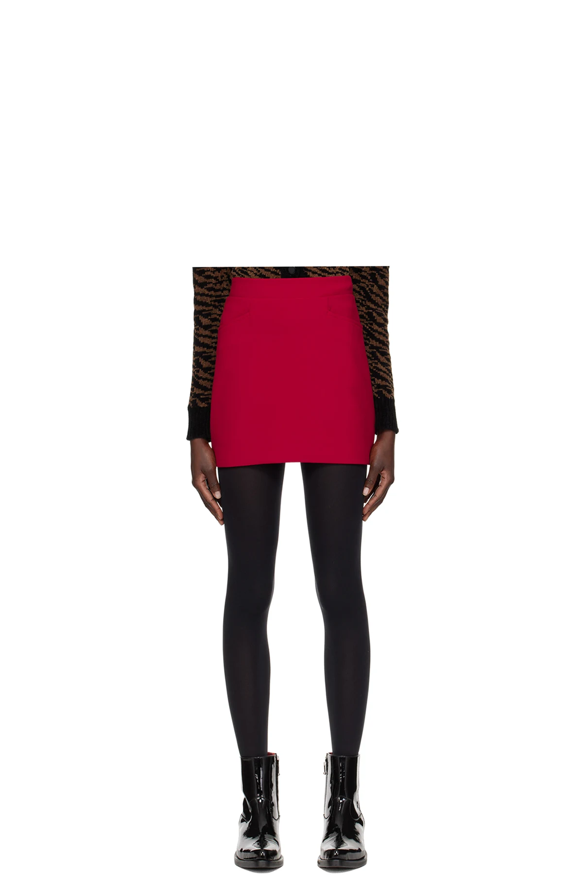 Red Two-Pocket Miniskirt