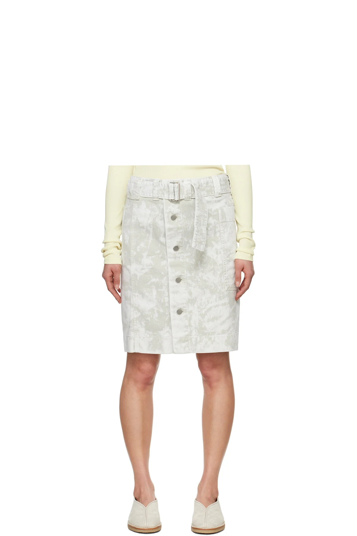 Gray Apron Denim Miniskirt