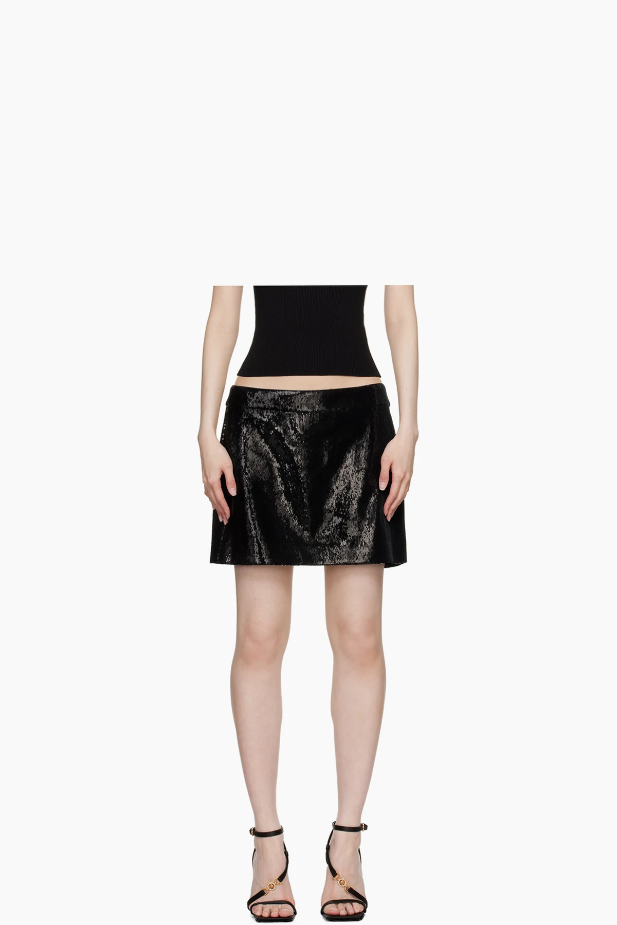 Black Micro-Sequin Miniskirt