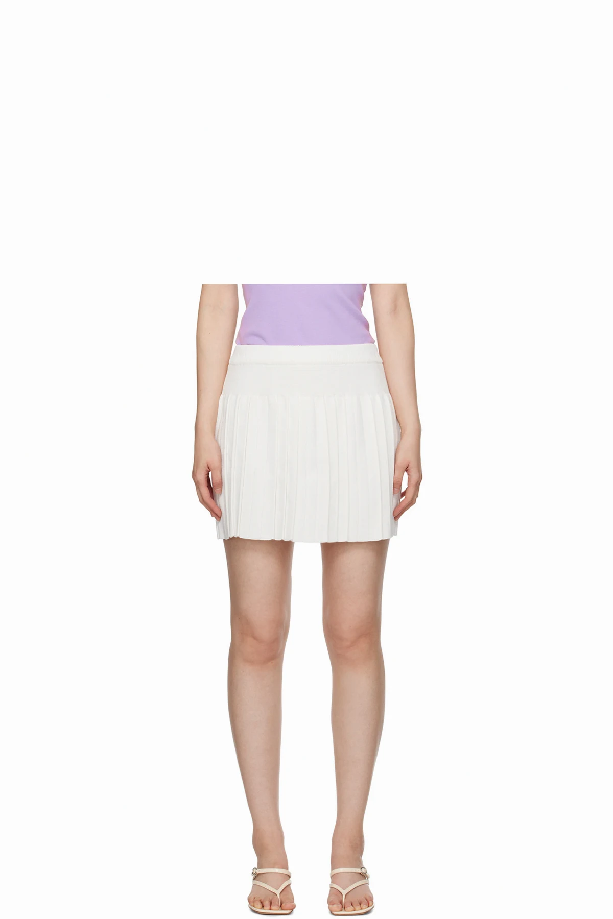 White Pleated Miniskirt