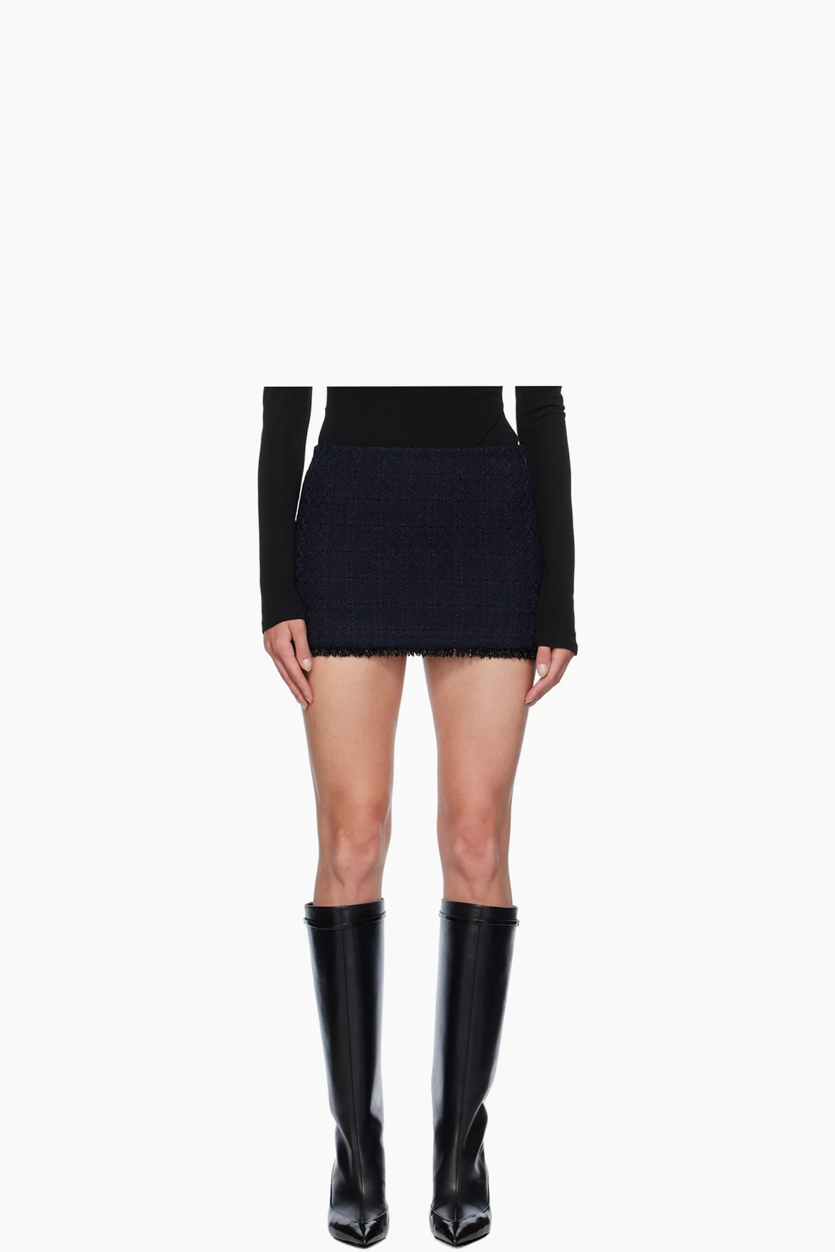 Navy Fringe Miniskirt