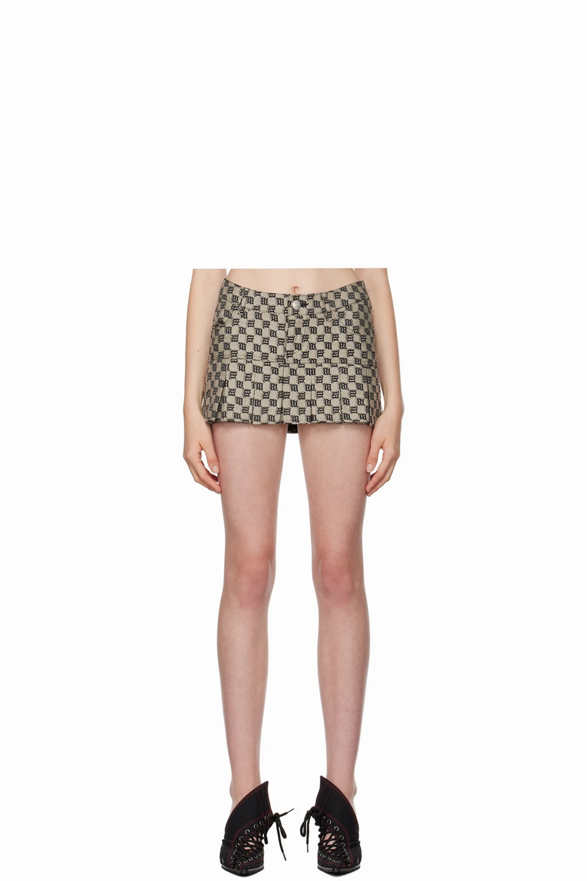 Gray Monogram Pleated Miniskirt