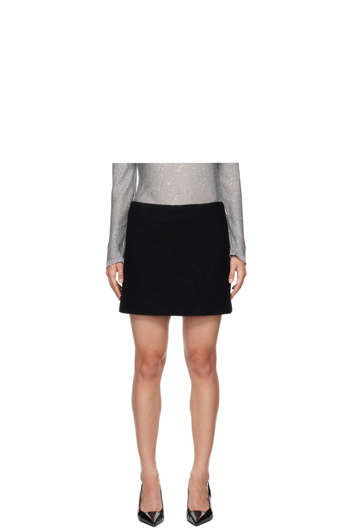 Black Virgin Wool Miniskirt
