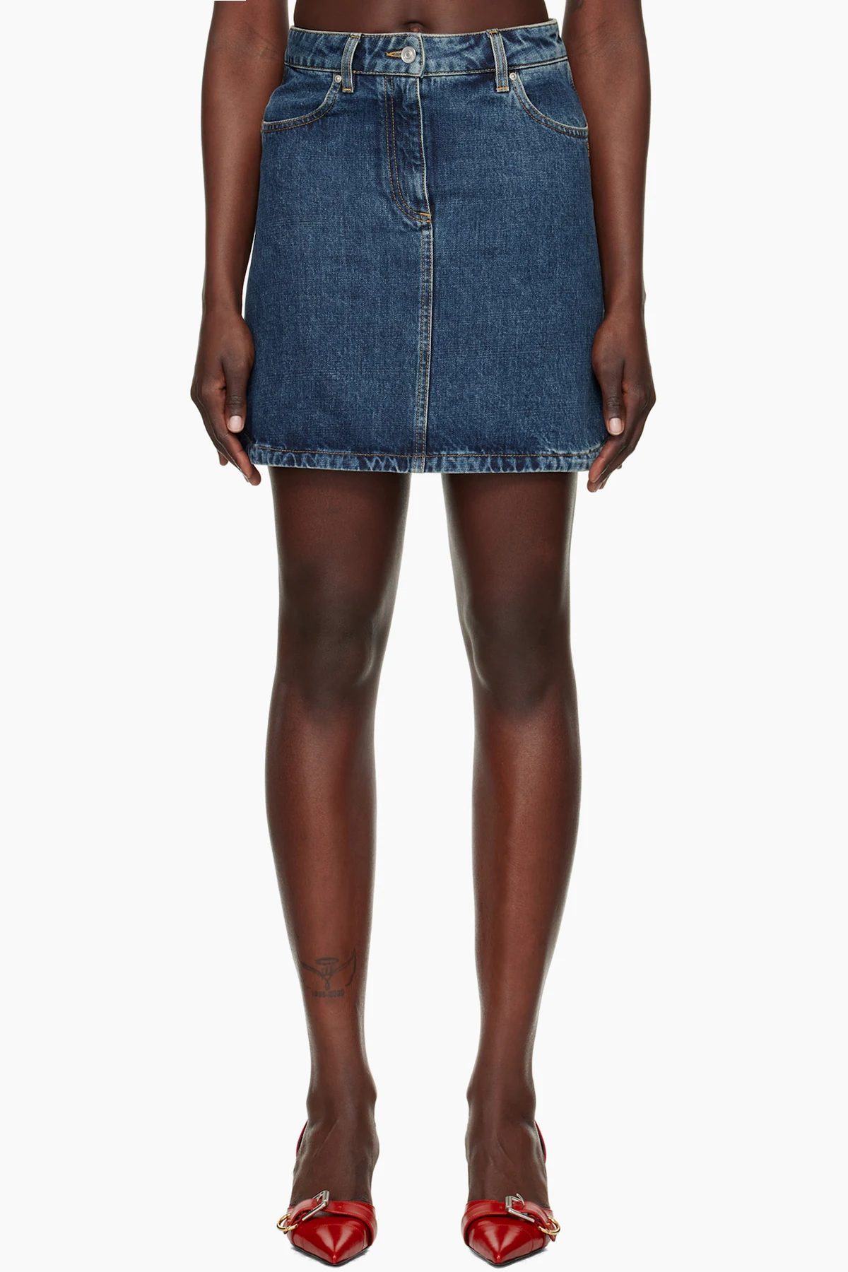 Blue Faded Denim Miniskirt
