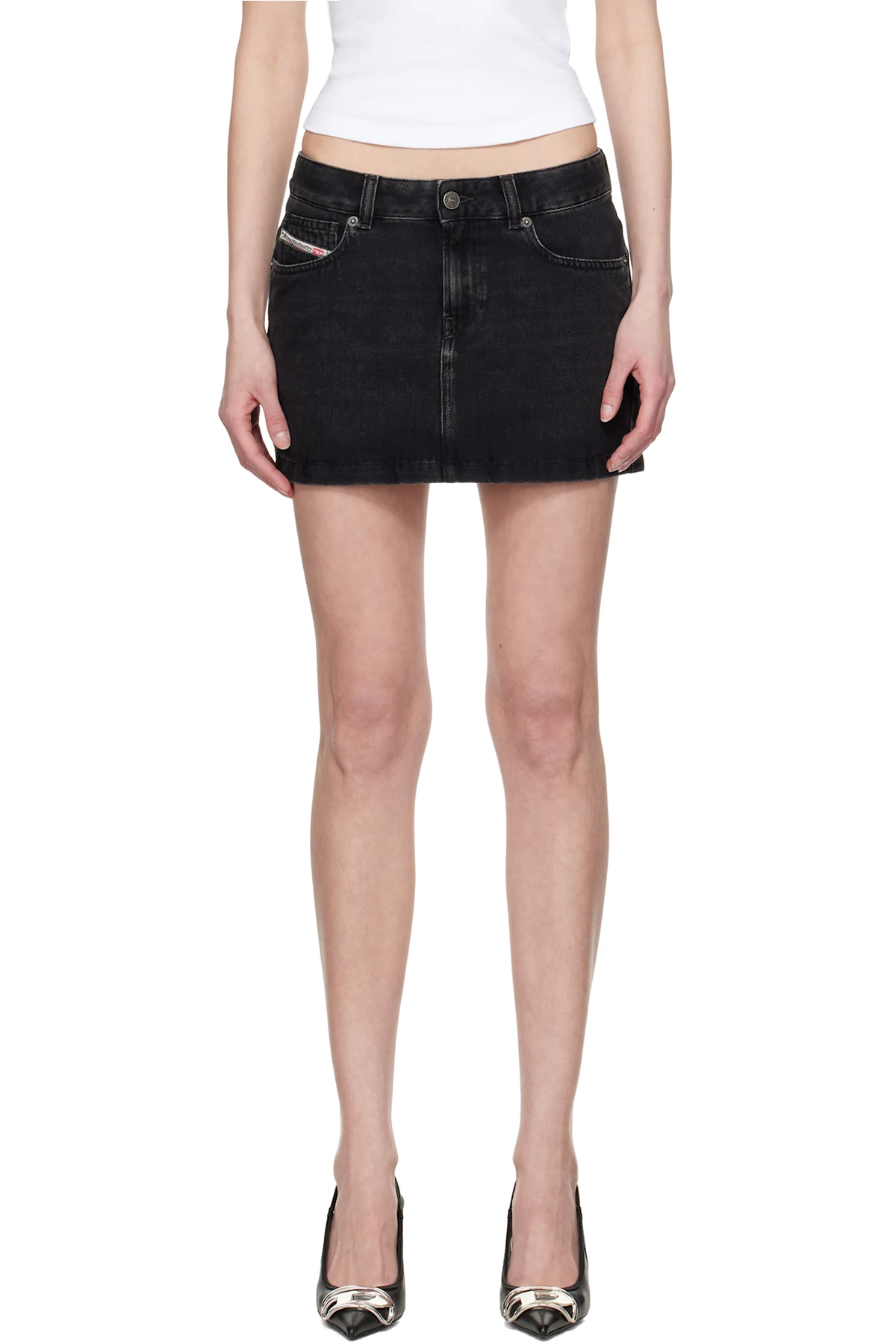 Black De-Ron Denim Miniskirt