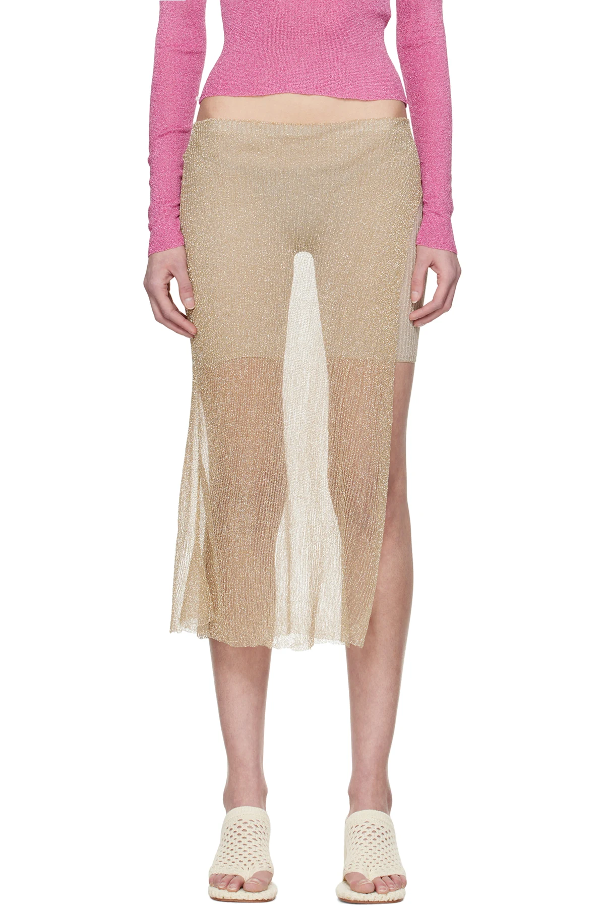 Gold Wrap Midi Skirt