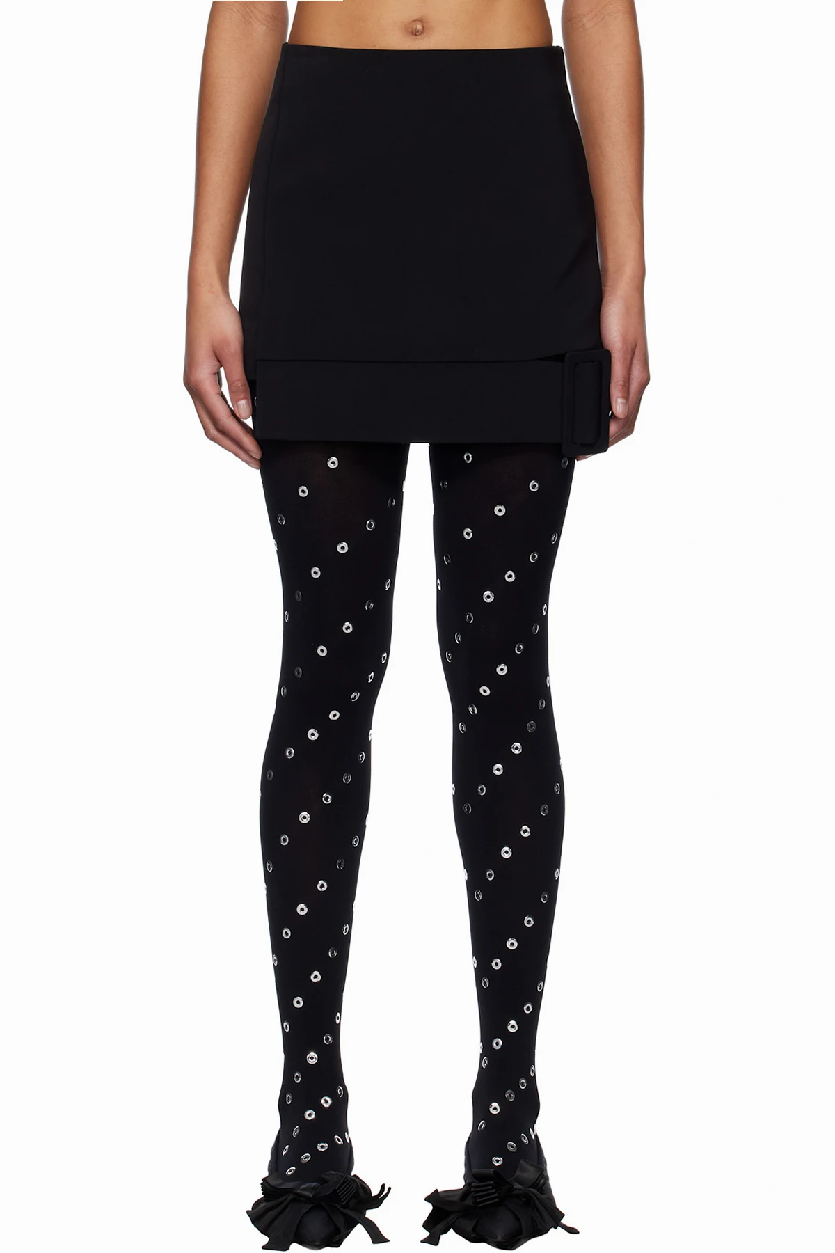 Black Belt-Detail Mini Skirt