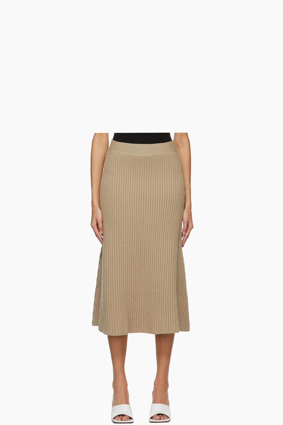 Beige Wool Rib Skirt