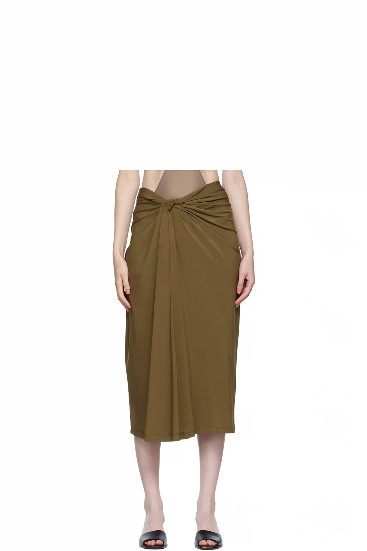 SSENSE Exclusive Brown Knotted Midi Skirt