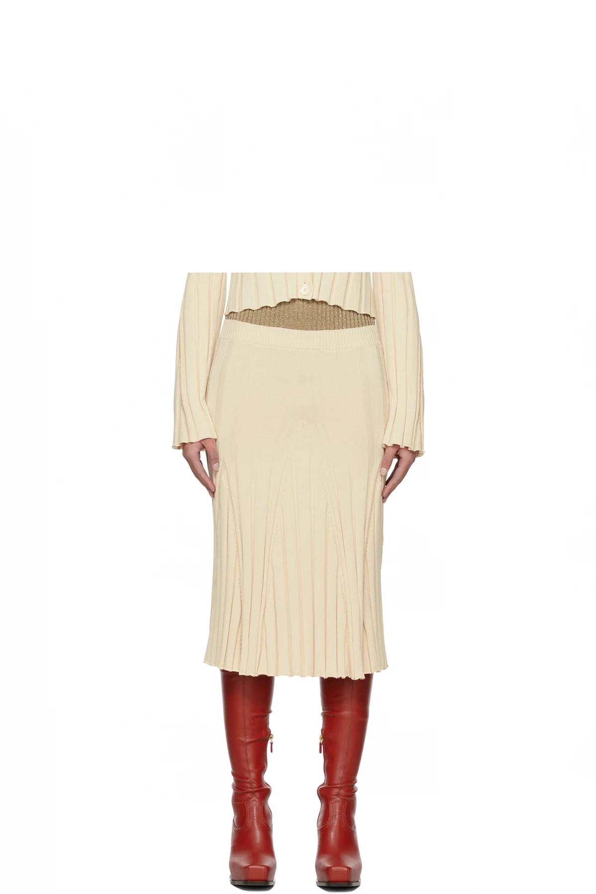 Off-White Paneled Midi Skirt