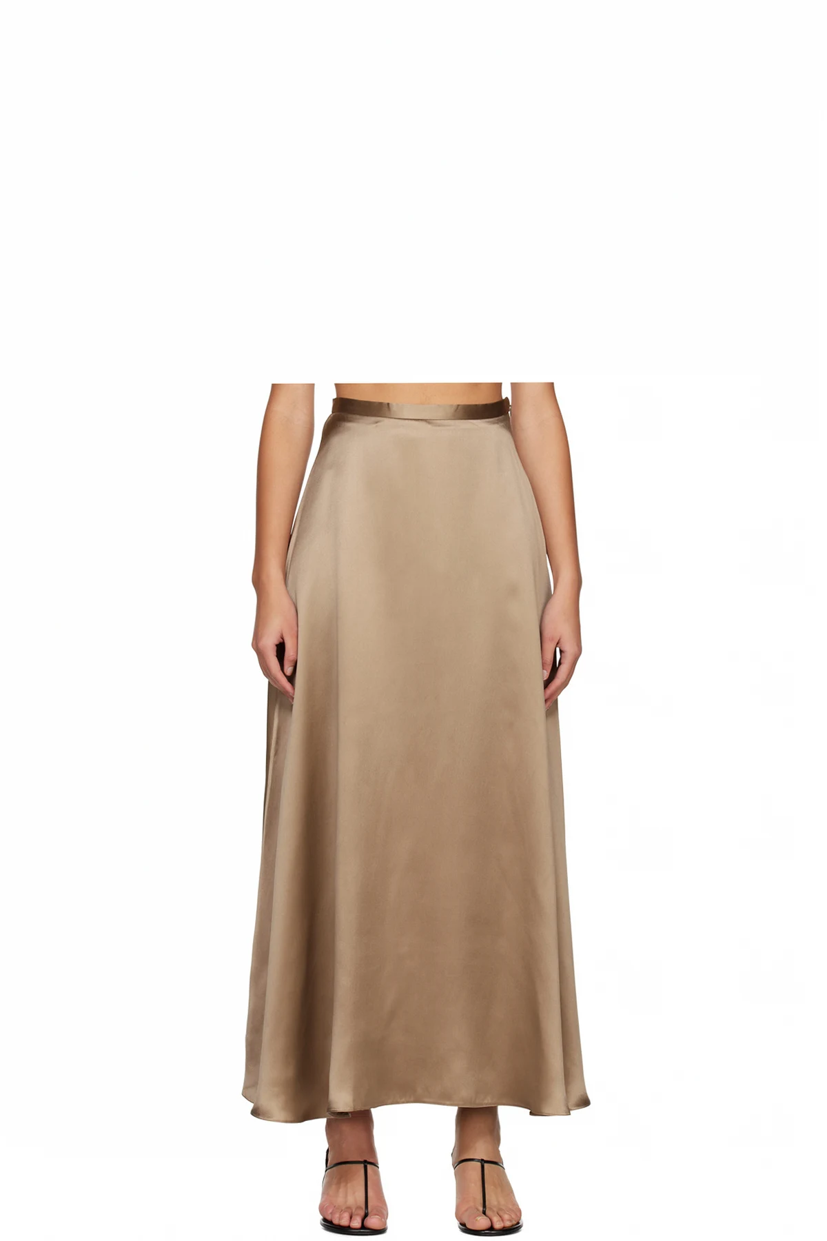 Brown Fluid Midi Skirt