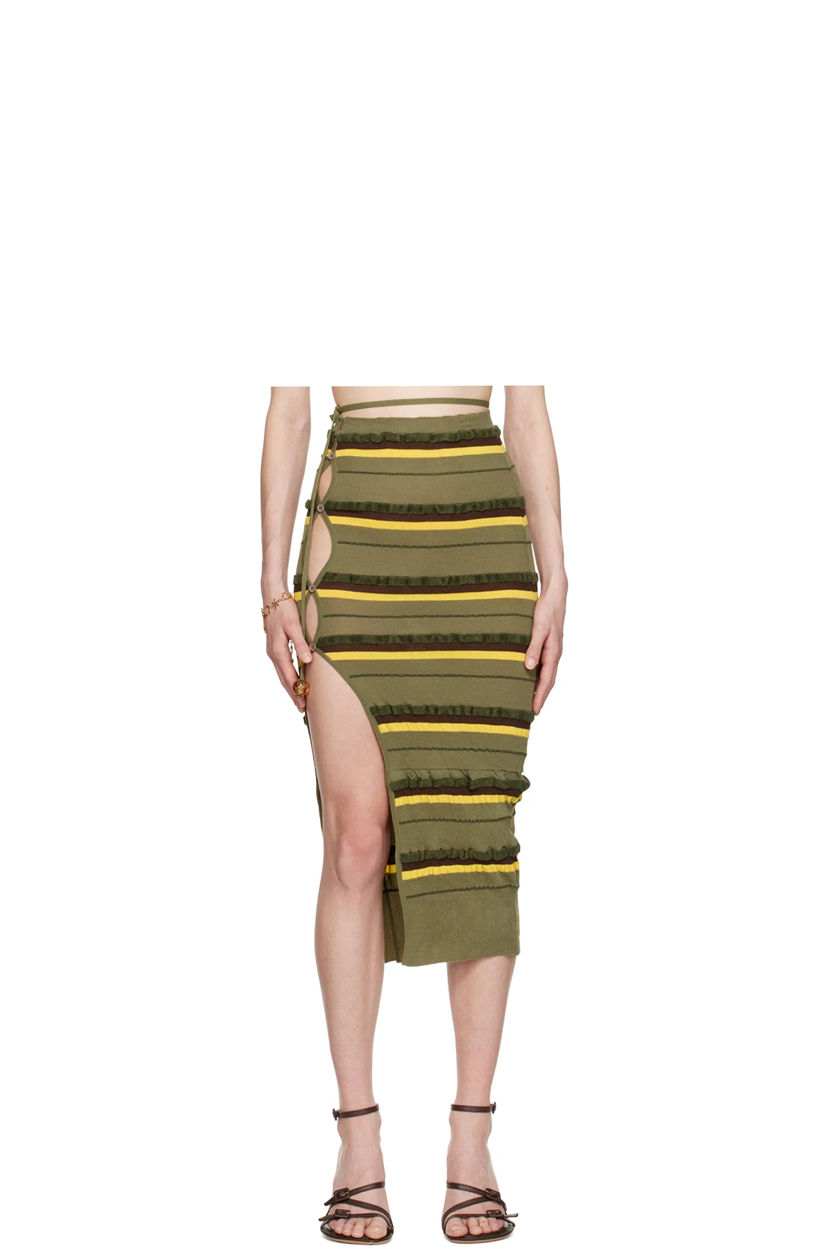 Green 'La Jupe Maille Concha' Midi Skirt