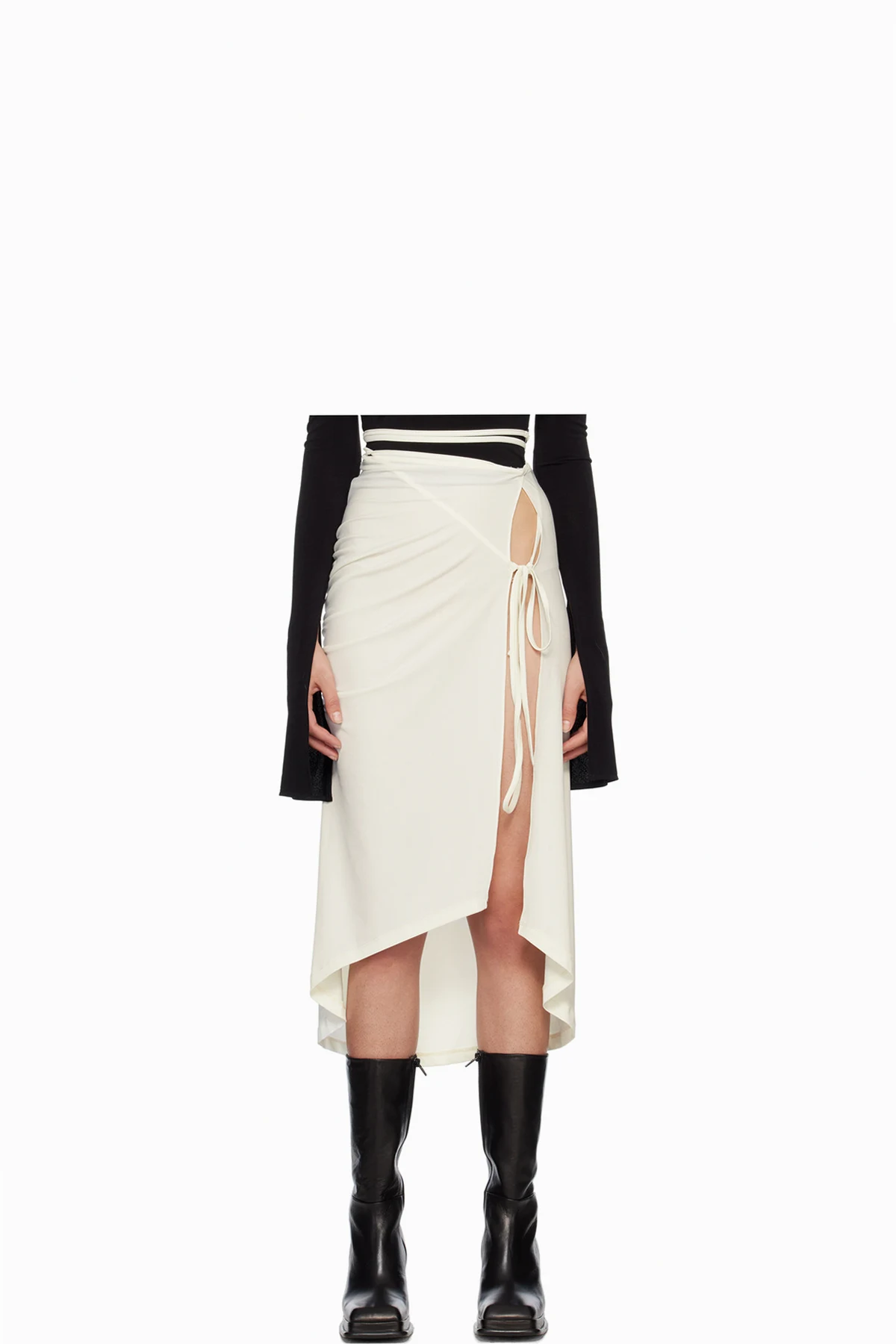Off-White Ruched Midi Skirt