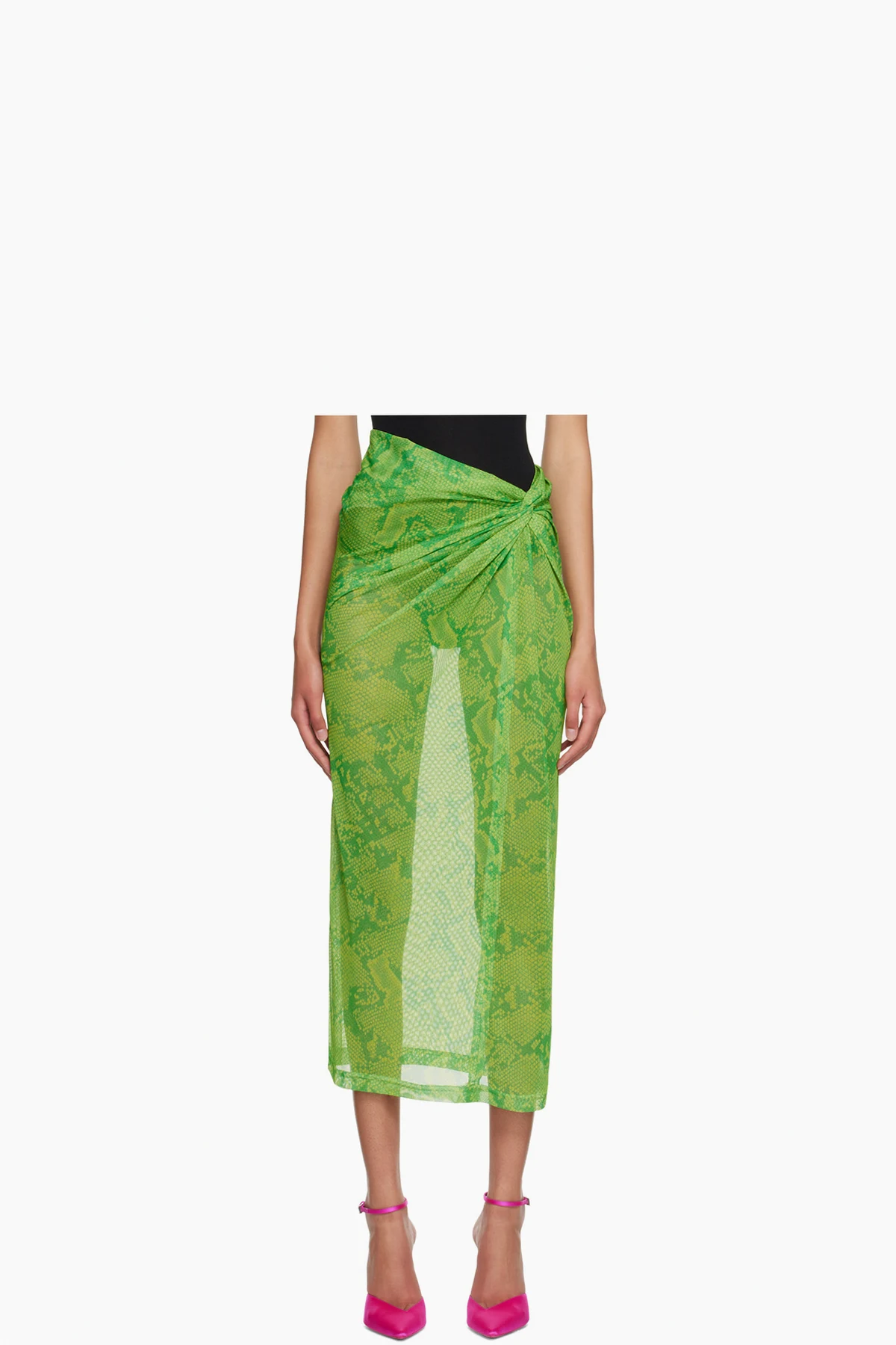 Green Printed Midi Skirt