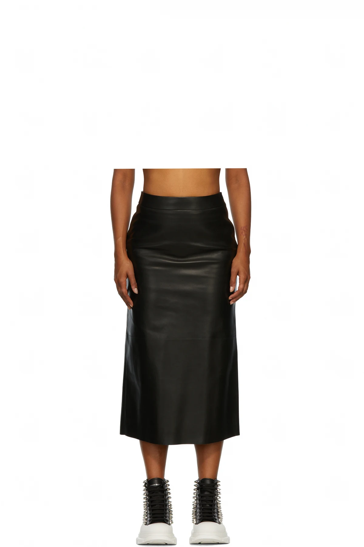 Black Leather Midi Skirt